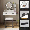 Vanity Dressing Table LED Light Mirror Stool Shelves Drawers Modern White Black