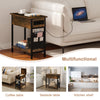 Nightstand End Table Bedside Table with Storage Bag USB Ports Charging Station
