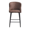 2pcs Brown Bar Stools Faux Leather Diamond Seat Breakfast Stool Kitchen