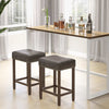 Set of 2 Bar Stools Upholstered Counter Height Saddle Stools PU Leather 60cm