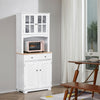 Kitchen Cupboard Storage Cabinet w/ Adjustable Shelves, Cable Management, White