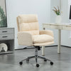 Upholstered Desk Chair with Height Adjustable, Cream White