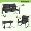 Outdoor Rocker Chair Conversation Set 4 Piece Patio Rocking Set Black