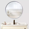 Sliver Large Round Mirror Geometric WallMount Bathroom Vanity Makeup Metal Frame