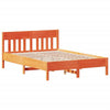 ShCuShan Bed Frame with Headboard Wax Brown 140x200 Solid Wood M7L9