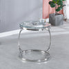 Thicken Tempered Glass Coffee Table Small Round Side End Table Chrome Pedestal