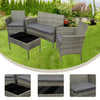 4Piece Rattan Garden Furniture Set Outdoor Lounger Sofa Chair Table Cushion Grey