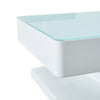2 Drawers Coffee Table Aqua Top Tempered Glass High Gloss White Base End Table