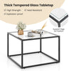 Modern Glass Coffee Table Square Snack Table Living Room Center Cocktail Table
