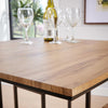 Kitchen Breakfast Bar Set Square Wooden Table Black Metal Frame with 4 Barstools