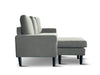 3 Seater Linen Corner Sofa, Reversible Chaise in Grey, Upholstered L Shape Couch