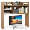 COSTWAY Desktop Bookshelf Desk Hutch Shelf for Computer Monitor-Natural