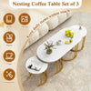 2 Round End Tables and Oval Coffee Table Nesting Coffee Table Set of 3White
