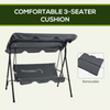 Outdoor Garden Swing Chair 3 Seater Cushioned Seat with Adjustable Canopy Grey