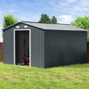 12 X10 FT Large Garden Shed Metal Tool Shed 4 Ventilation Openings with Base UK