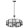 74cm Large 6-Light Black Geometric Chandelier Height Adjustable Light Fixture UK