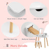 2-in-1 Kids Vanity Set Children Wooden Dressing Table & Stool w/ Mirror