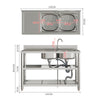 Catering Sink Stainless Steel Bowls Commercial Kitchen Right/Left Hand Drainer