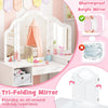 Princess Dressing Table Kids Vanity Desk & Chair Set-White