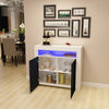 Modern 2 Door Sideboard Cupboard Buffet Cabinet 4 Shelves Storage with LED Light