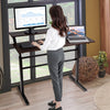Height Adjustable Standing Desk 2-Tier Computer Table W/ Foldable Handle Brown