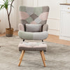 Rocking Chair with Footstool Fabric Velvet Relax Chair Lounge Recliner Armchair