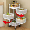 Mobile Metal Kitchen Rotating Storage Trolley Cart Utility Vegetable Shelf Rack