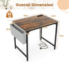 Modern Writing Study Desk Computer Desk w/Storage Bag-Brown