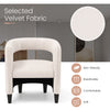 Upholstered Velvet Barrel Chair & Ottoman Set Comfy Accent Armchair w/Footrest