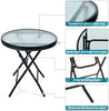 NEW INDOOR OUTDOOR PORTABLE GARDEN PATIO BISTRO FOLDING GLASS TOP METAL TABLE