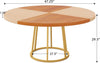 Round Dining Table for 4, 47-Inch Kitchen Dinner Table with Circle Metal Base