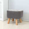 Small Linen Fabric Padded Footstool Footrest Pouffe Wooden Leg StoolHall Chair