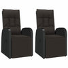 Camerina 3 Piece Garden Set Black Poly Rattan&Solid Wood Acacia,Patio G9Z6