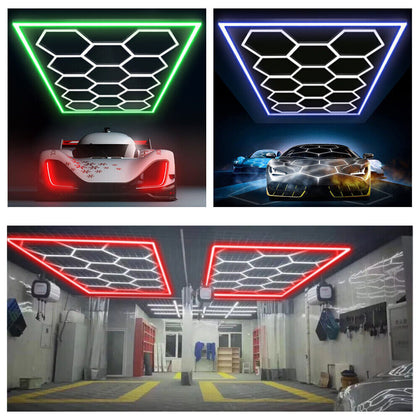 14X Hexagon RGB LED Lighting Garage Car Home Workshop Retail Lighting Border UK
