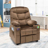 Larger Kids Recliner Chair Adjustable Velvet Fabric Lounge Sofa Recliner-Coffee
