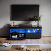 High Gloss Black TV Stand Cabinet Unit 2 Door Sideboard with LED Lights 120cm