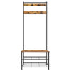 Industrial Coat Rack Stand with 7 Hooks Hangers Shoe Storage Bench Cabinet