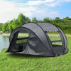 3-4 Man Waterproof Pop up Camping Tent Hiking Outdoor Tent 2 window 2 door floor