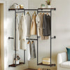 73" Industrial Pipe Clothing Rack with Shelves Hanging Rods Display Garment Rail