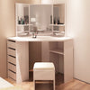 Dressing Table White Corner Desk Makeup Vanity Table Drawers Stool Dresser Room