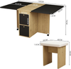 Dining Table Set Folding Retractable Space Saving Chairs Kitchen White Oak Black