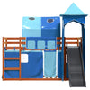 Bunk Bed with Slide and Curtains Blue 90x200 O3B2