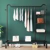 Black Metal Clothes Rail Rack Garment Stand Corner Open Wardrobe with Shelf