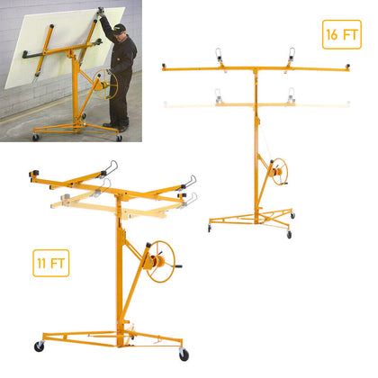 11FT/16FT Heavy Duty Tool Drywall Hoist Caster Lifter Plaster Board Panel Sheets