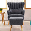Fabric High Back Armchair Shell Back Chair Fireside Lounge Sofa with Foot Stool