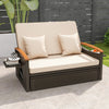 Outdoor Wicker Daybed Rattan Woven Loveseat Patio Sun Lounger w/ Storage Ottoman