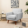 Modern Accent Chair Upholstered Linen Fabric Armchair w/ Cushion