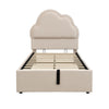3ft Single Ottoman Storage Bed with Cloud Shaped Upholstered Headboard, Beige