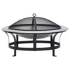 Outdoor Fire Pit with Grill Stainless Steel Garden Burning Fireplace