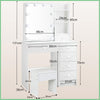 Drawer Stool Dressing Table Vanity Makeup Desk & Adjustable Led Lighted Mirror